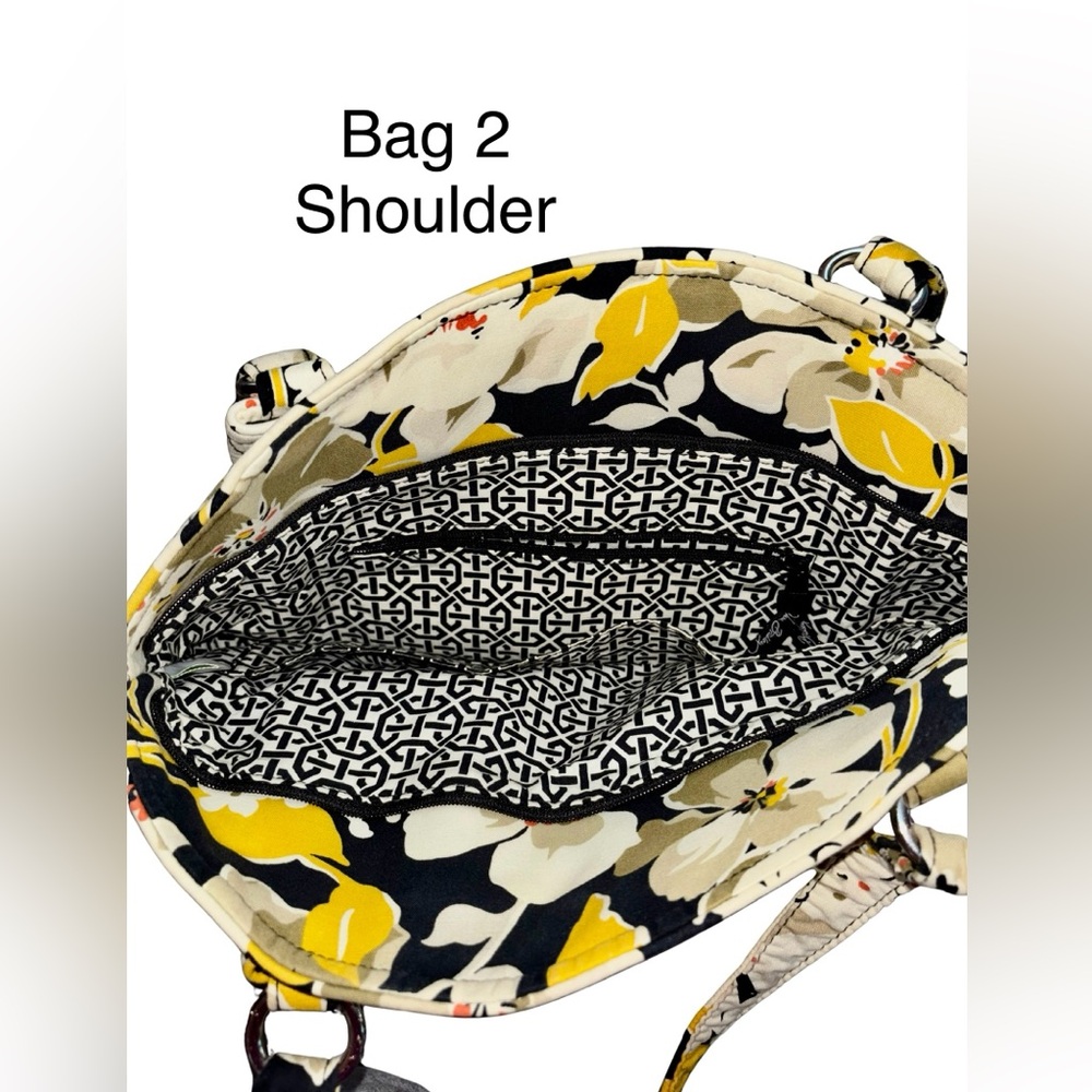 Vera Bradley 4-Piece Set Tote Shoulder Bags Crossbody Floral Yellow - Picture 7 of 13
